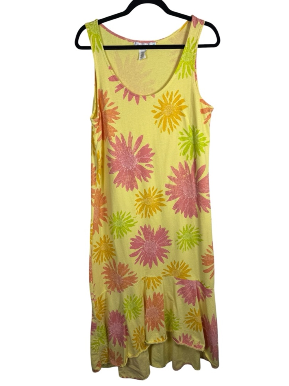 FRESH PRODUCE Vintage Yellow Floral Sleeveless Maxi Dress Size XL